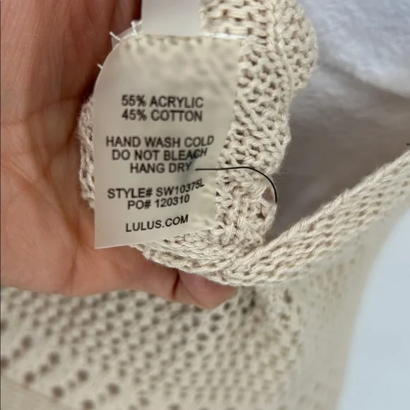 Lulus Beige Crochet Knit Midi Dress Sleeveless Bodycon Small NWT - Picture 8 of 8